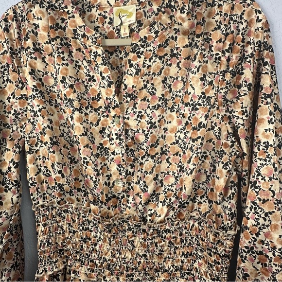 Fig and Flower Smocked Floral Large Dress Anthropologie Knee Length - Picture 3 of 5